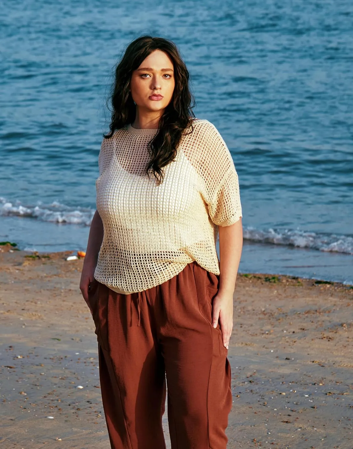 CARCOS Plus Size Pants Womens Summer Palazzo Harem Pants Drawstring Lantern Beach Pant Ankle Vacation Pant with Pocket Xl-5XL
