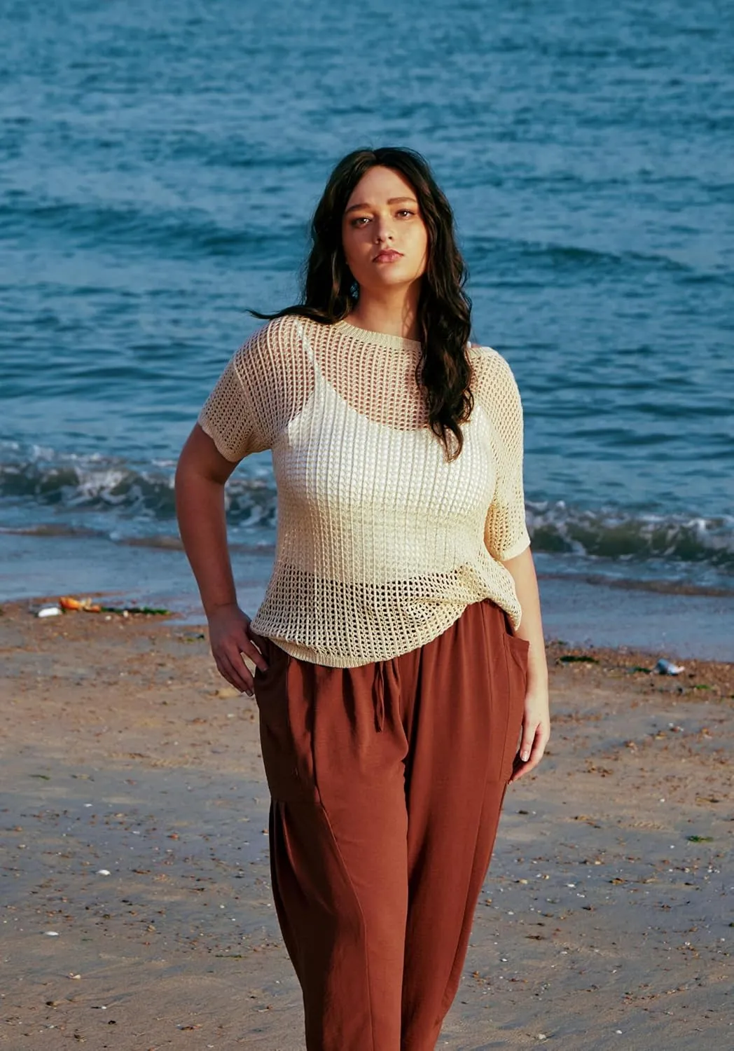 CARCOS Plus Size Pants Womens Summer Palazzo Harem Pants Drawstring Lantern Beach Pant Ankle Vacation Pant with Pocket Xl-5XL