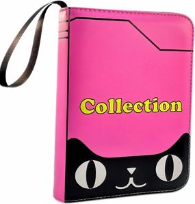 Card Binder Collection Trading Albums Fits 400/900 Cards with 50 Removable Sleeves, for MTG,TCG, Game Sport Cards Album Holder With Zipper Gifts for Boys and Girls (400, pink-cat)