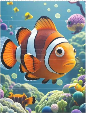 Cartoon Clown Fish Building Block Puzzle Personalized Building Bricks for Adults Square Shaped Block Puzzle Building Valentine's Day Gifts for Home Decor Brick Puzzle