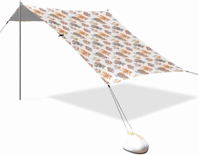 Cartoon Lionfish Foldable Beach Cabana UPF50 Water-Resistant Portable Sunshade with Sand Pockets for Family Trips, Picnics & Camping