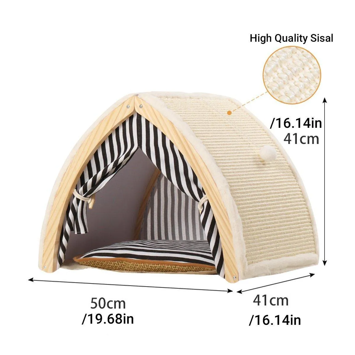 Cat House Tent Sisal Scratch Board Cat Villa Pet Nest With Double-Sided Mat