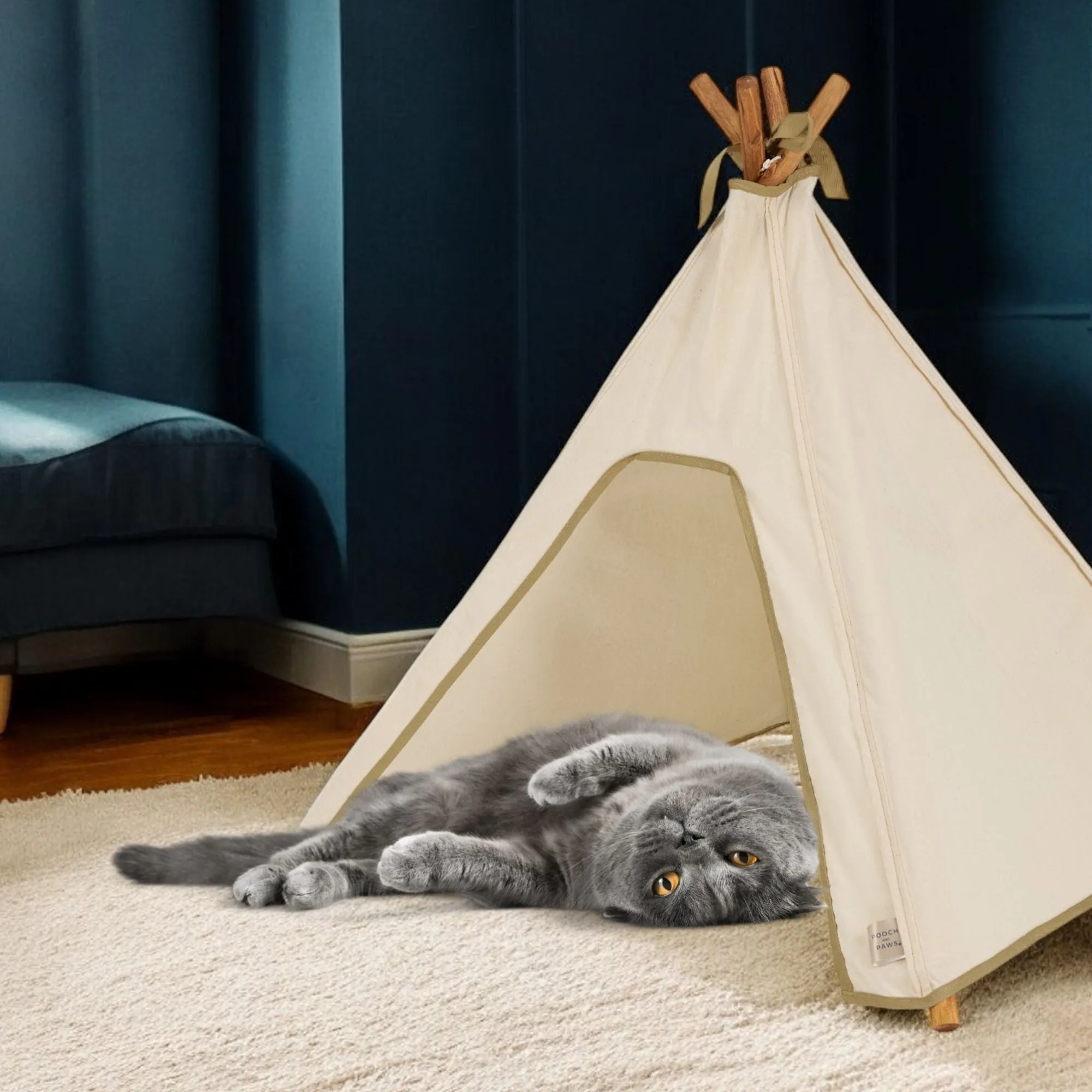 Cat Tent - Indoor Cat Teepee Tent - Cotton (Natural)