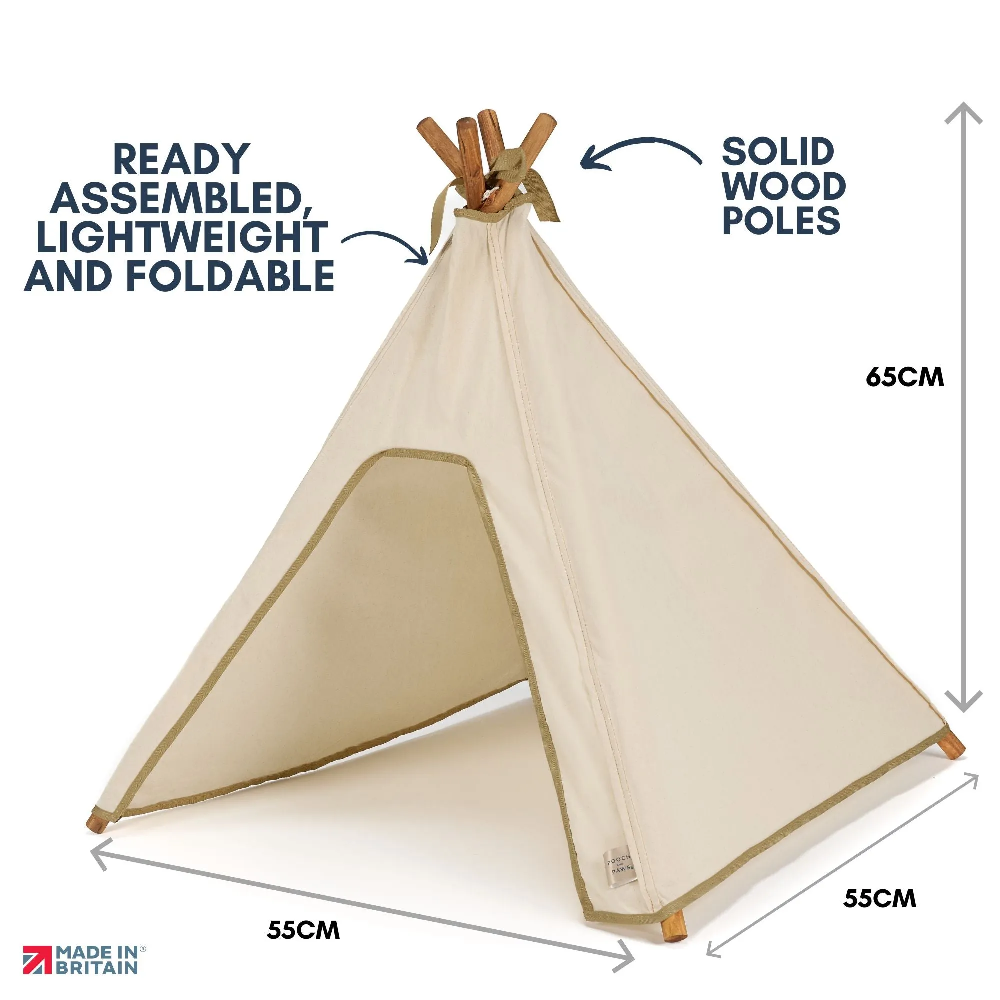 Cat Tent - Indoor Cat Teepee Tent - Cotton (Natural)