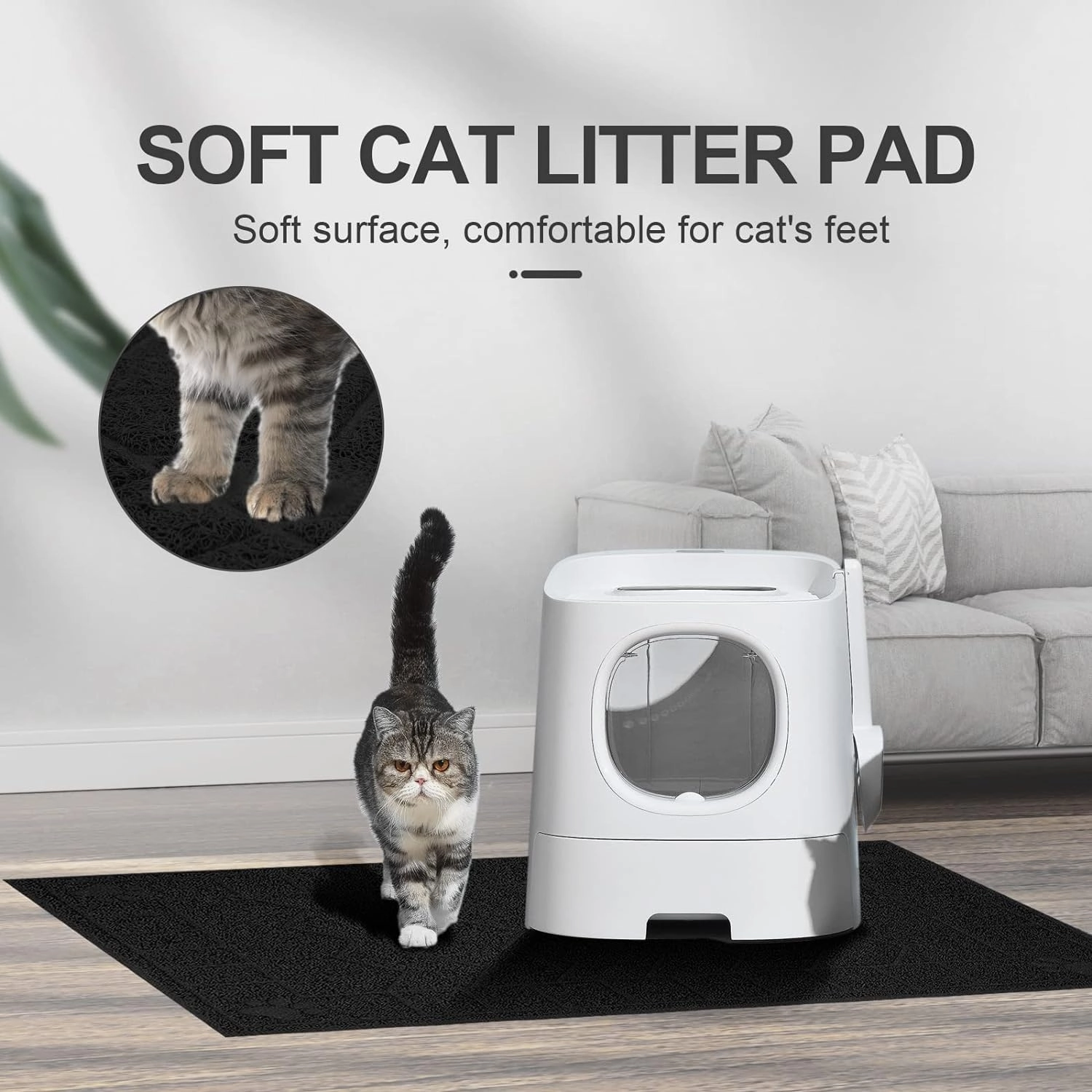 Cat Litter Mat, Litter Trapping Mat Soft on Kitty Paws, 47" x 35" Kitten Litter Box Mat for Cleaner Floors, Waterproof, Easy Clean, Durable XL Large Size Cat Litter Pad for Kitten.