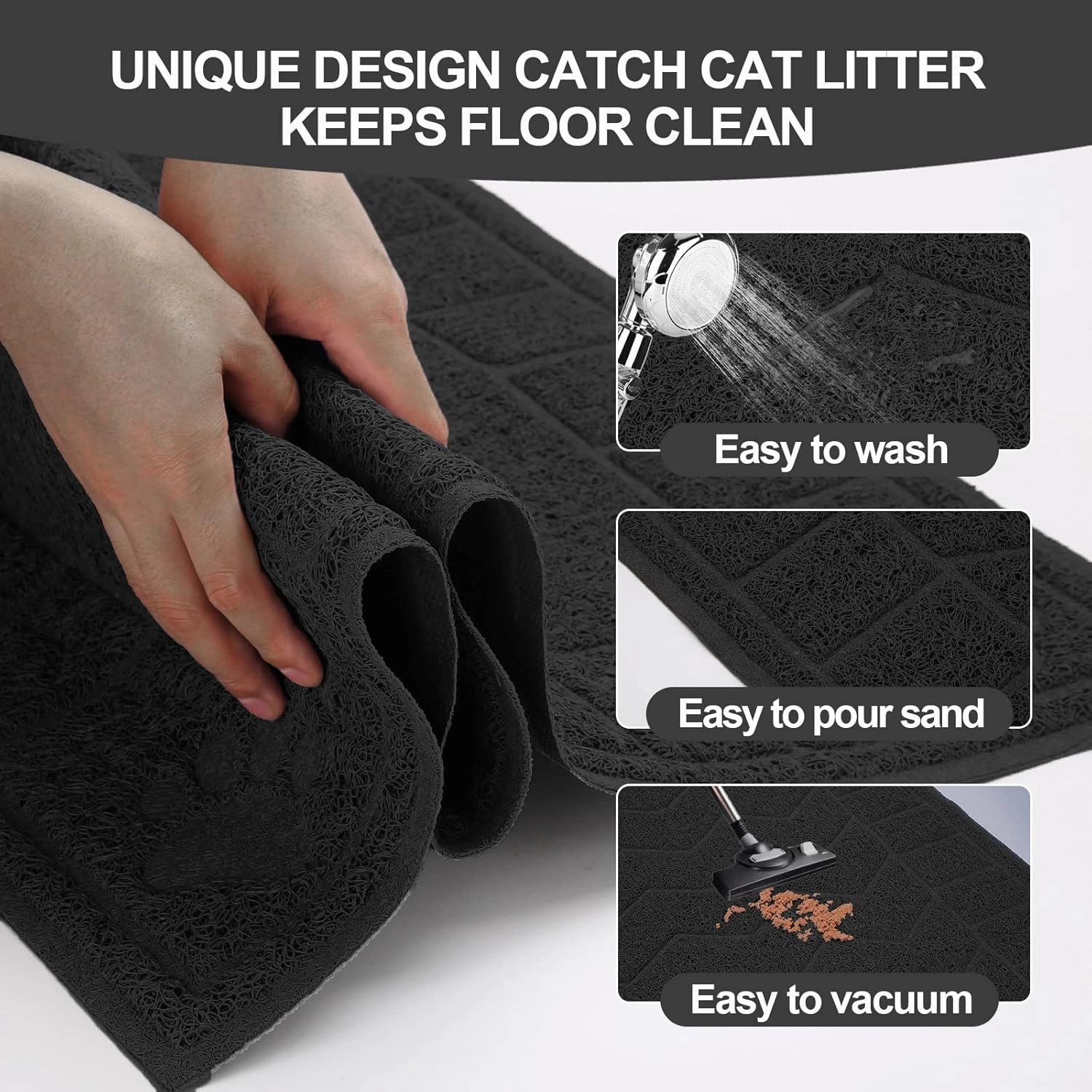 Cat Litter Mat, Litter Trapping Mat Soft on Kitty Paws, 47" x 35" Kitten Litter Box Mat for Cleaner Floors, Waterproof, Easy Clean, Durable XL Large Size Cat Litter Pad for Kitten.