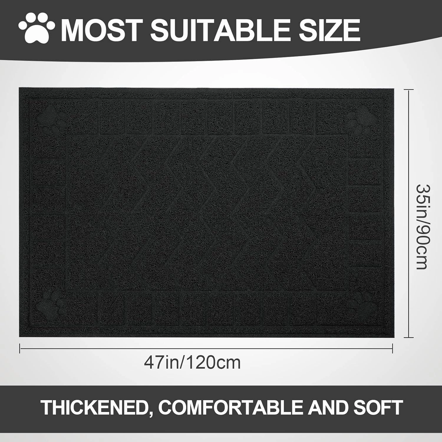 Cat Litter Mat, Litter Trapping Mat Soft on Kitty Paws, 47" x 35" Kitten Litter Box Mat for Cleaner Floors, Waterproof, Easy Clean, Durable XL Large Size Cat Litter Pad for Kitten.