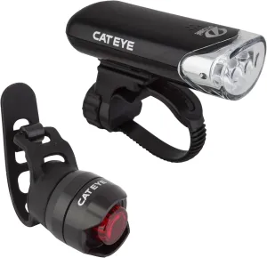CATEYE HL-EL135N & ORB Bike Light Set – IPX4 Waterproof Front & Rear Bicycle Lights with 3 LED Headlight, OptiCube™ Lens, Multiple Modes, Long Battery Life, Fits Road, Commuter, Urban & Kids Bikes