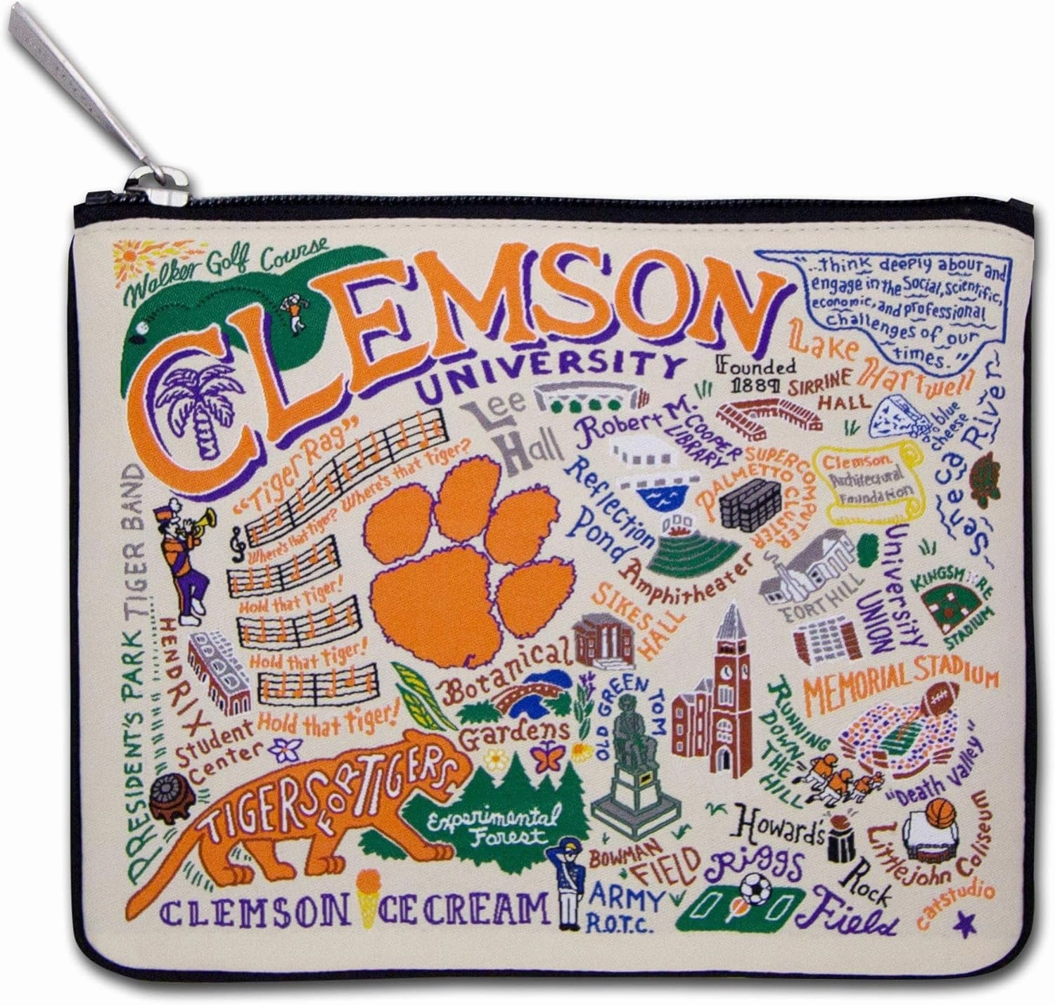 Catstudio Zipper Pouch, Clemson University Travel Toiletry Bag, 5 x 7, Ideal Makeup Bag, Dog Treat Pouch, or Purse to Organize Supplies for Grads & Alumni