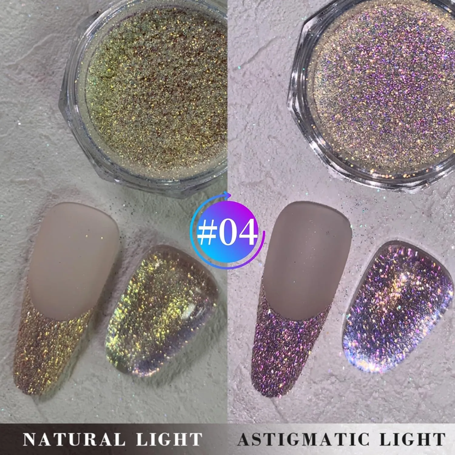 CHARMING MAY 4 Colors Holographic Nail Glitter Powder Set Shiny Metallic Chrome Nail Powder Kit for Acrylic Nails Sparkling Reflective Glitter Galaxy Effect for Party Nightclub(4 Colors(#1#2#3#4))
