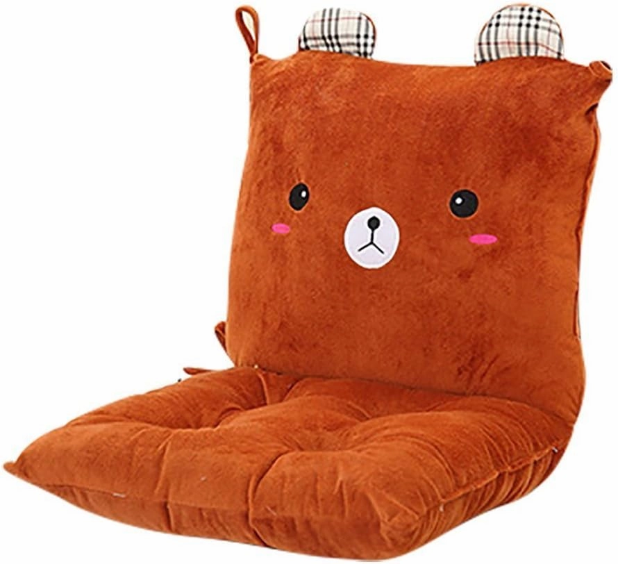 ChezMax Chair Cushion Plush Seat Cushion Back Cushion with Ties, Detachable Thickened Desk Chair Pads, Cartoon Waist Pillow Cushion Decor for Chair Car Office Patio Wheelchair, Cartoon Bear