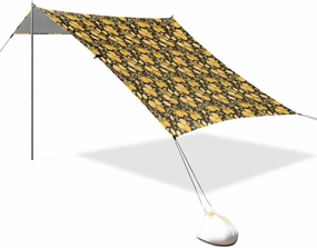 Chic Lemons Limes Black Beach Cabana UPF50 Lightweight Portable Sunshade with Sandbags, Sand Shovel, Poles for Backyard and Camping