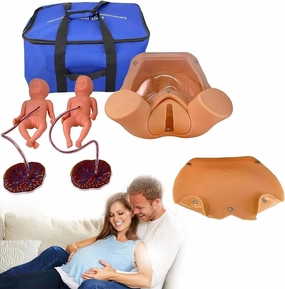 Child Birth Education Tools,Demonstration Female Childbirth Manikin,Midwifery Training Manikin,Childbirth Simulator,Midwifery Training Model,with 2 Fetus,2 Placenta,2 Umbilical Cord Carrying Bag