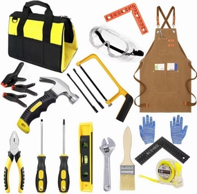 Children's Tool Set, Children's Construction Tool Toy Set with Real Hand Tools, 20 Pieces Beginner Woodworking Tools Kit, Tool Bag & Hammer & Hand Saw, Gift for Boys Girls