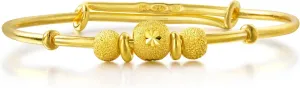 CHOW SANG SANG 999.9 24K Solid Gold Price-by-Weight 4.49g Gold Twisted Chain with Bells Bangle for Tiny Size 31484K | Adjustable Size