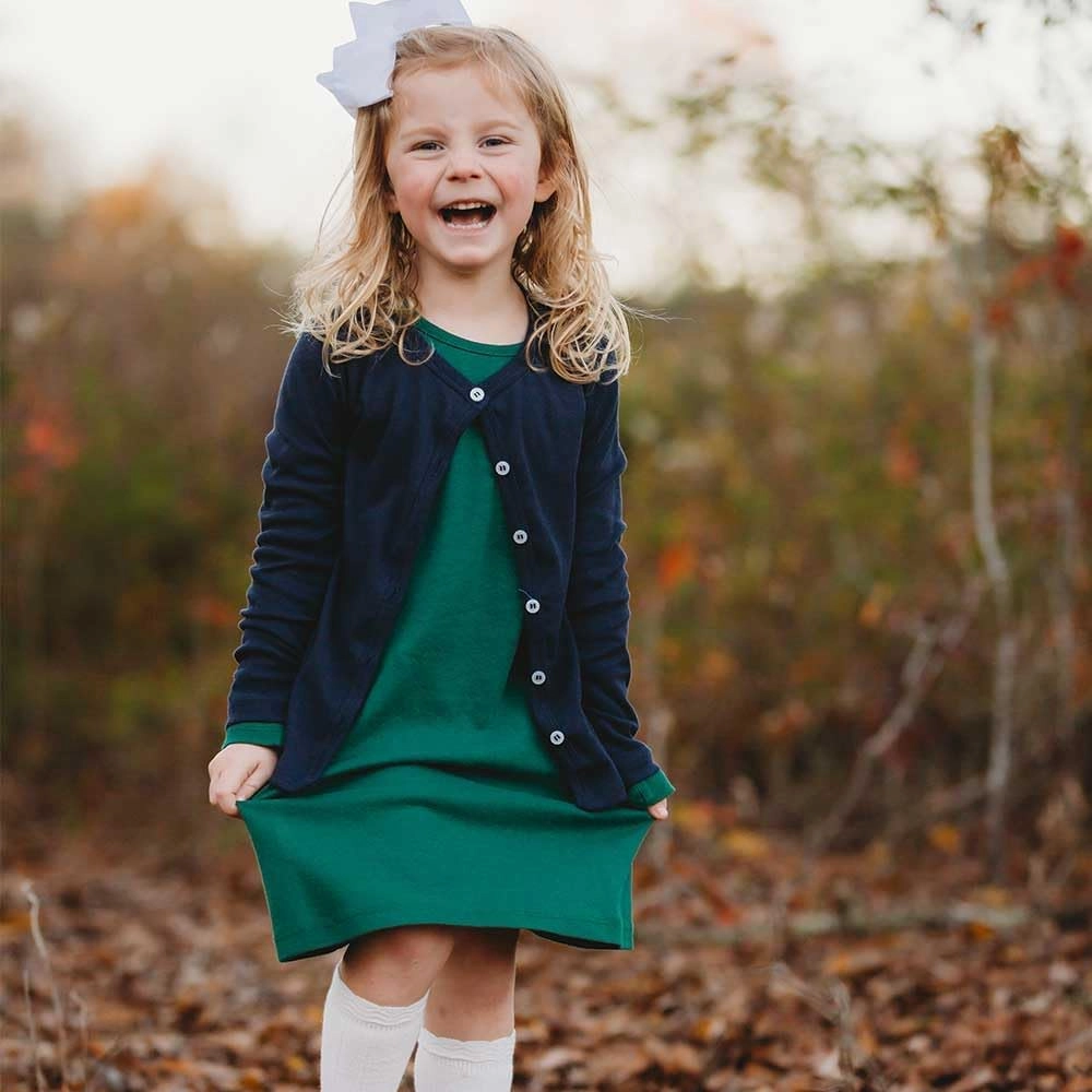 City Threads Girls Cardigan Top Button Down Sweater Layering School Play for Sensitive Skin SPD Sensory Friendly