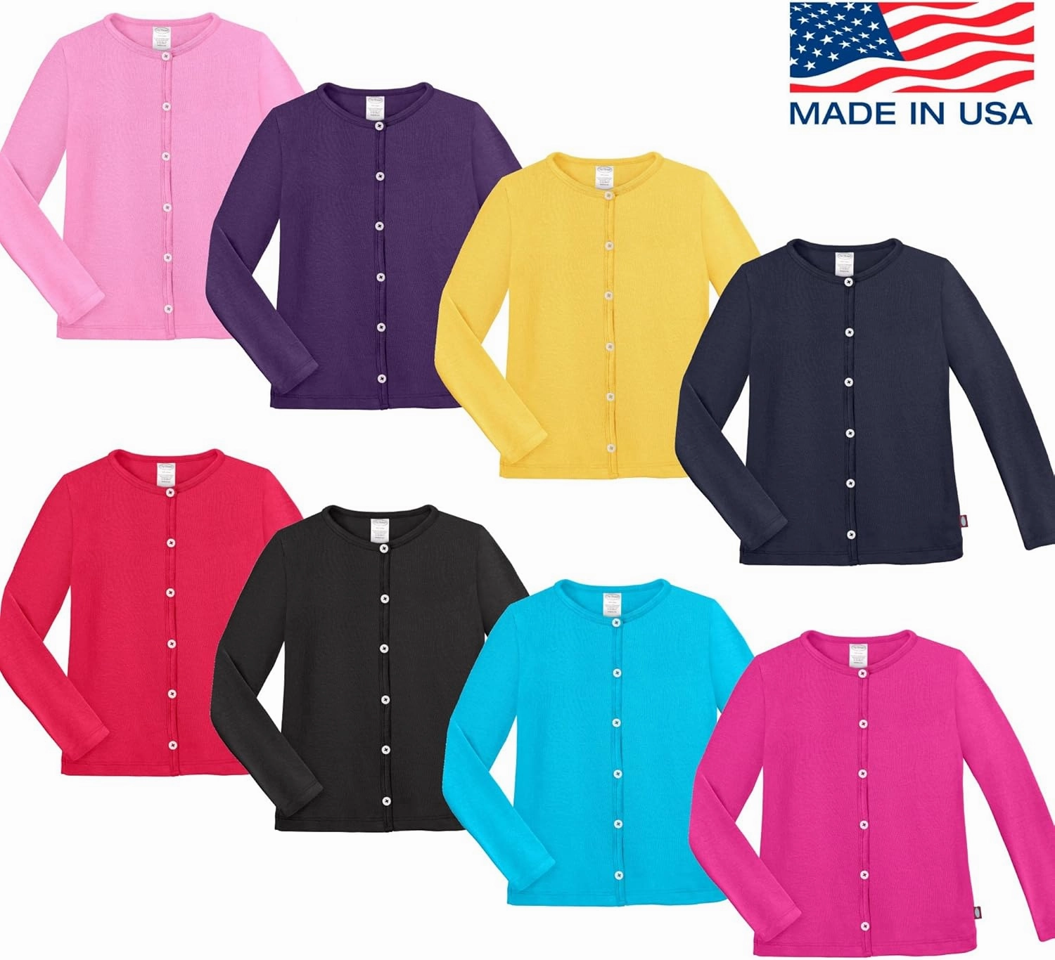 City Threads Girls Cardigan Top Button Down Sweater Layering School Play for Sensitive Skin SPD Sensory Friendly
