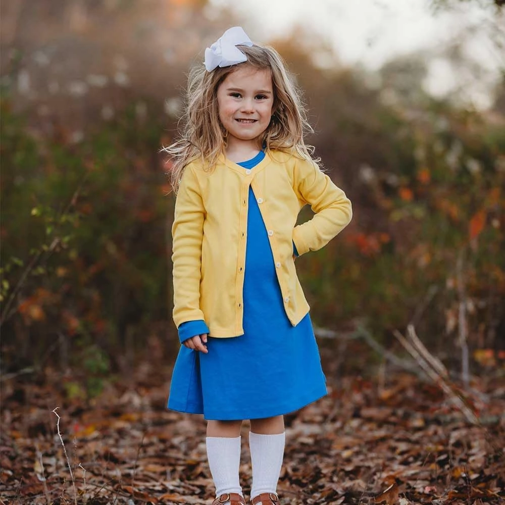 City Threads Girls Cardigan Top Button Down Sweater Layering School Play for Sensitive Skin SPD Sensory Friendly