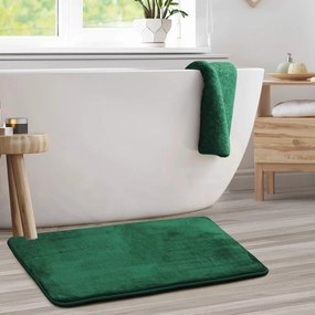 Clara Clark Bathroom Rug 32" x 20"- Bathroom Rugs, Memory Foam Bath Mat, Plush, Cozy, Ultra Soft, Non Slip, Machine Washable, Quick Dry - Emerald Forest