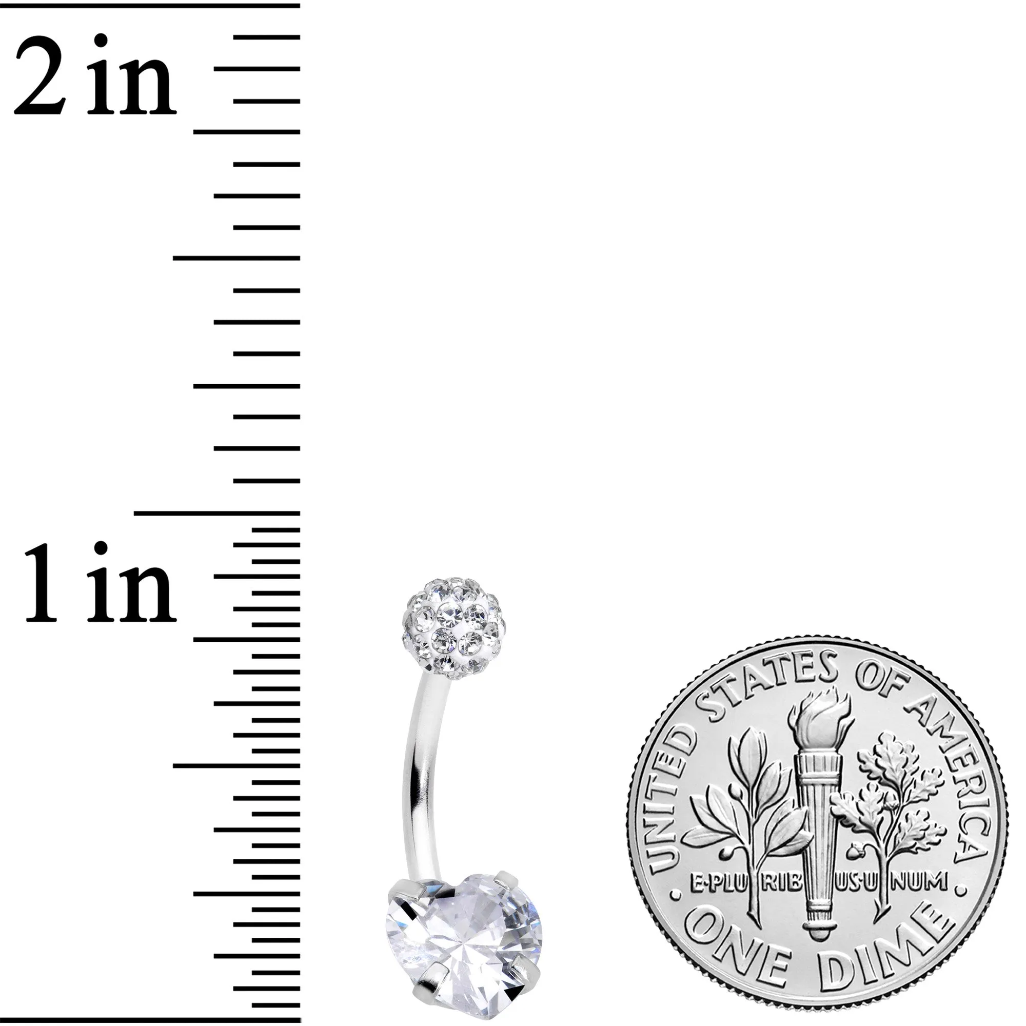 Clear CZ Gem Disco Ball Heart Belly Ring