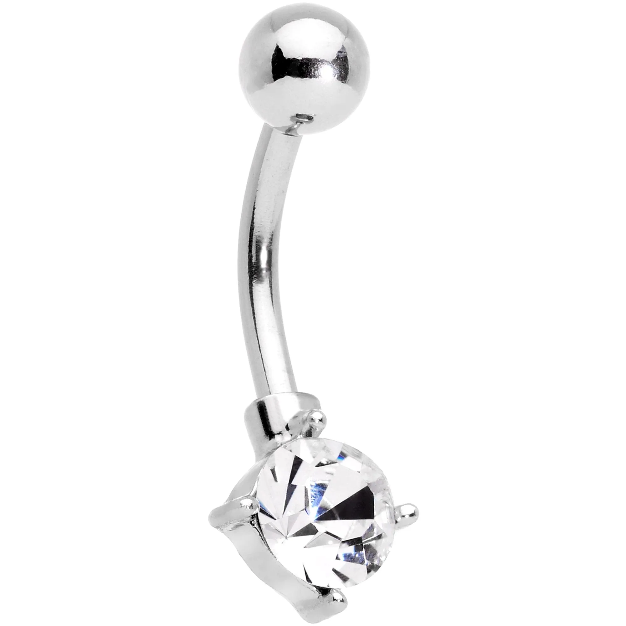 Clear Gem Blue Faux Druzy Crescent Moon Belly Ring Set
