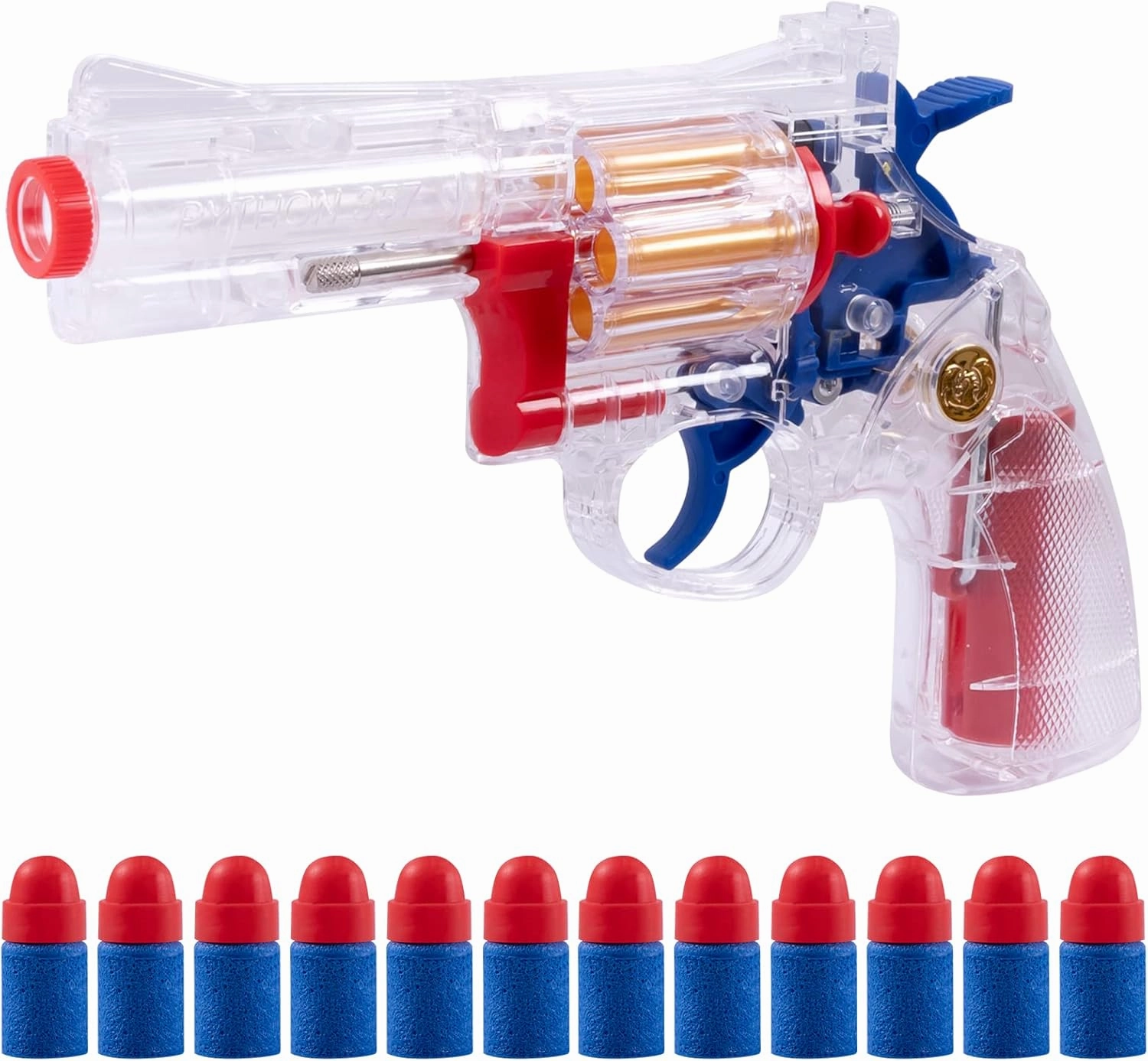 Clear Housing Toy Revolver Foam Blaster with Elite Soft Foam Darts for Nerf Guns Toys Gun Set for Kids Ages 5 6 7 8 Medium