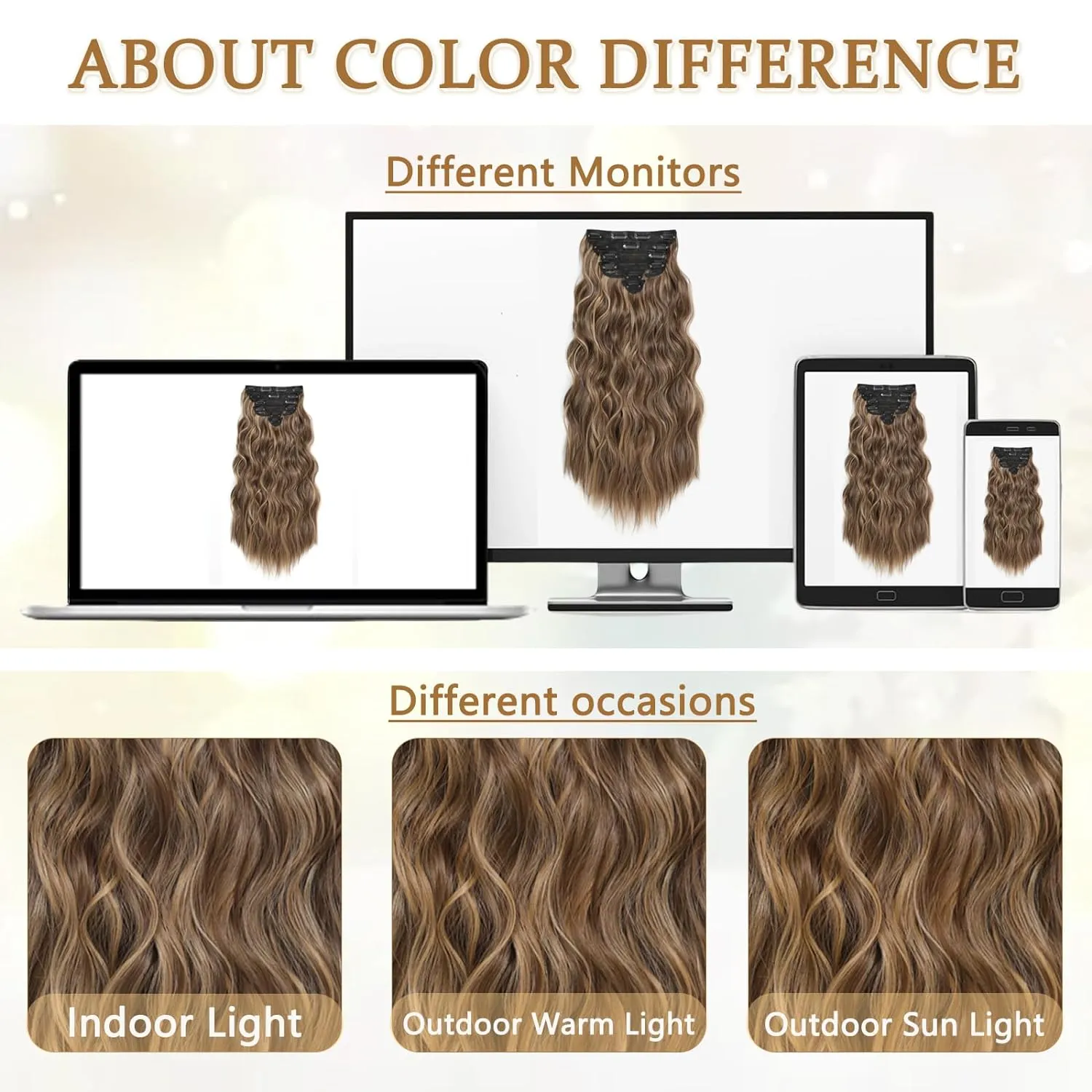 Clip in Hair Extensions for Women, 6PCS Long Wavy Curly Clip on Hair Extensions 16 Inch Ash Brown Mixed Ash Blonde Synthetic Hairpieces