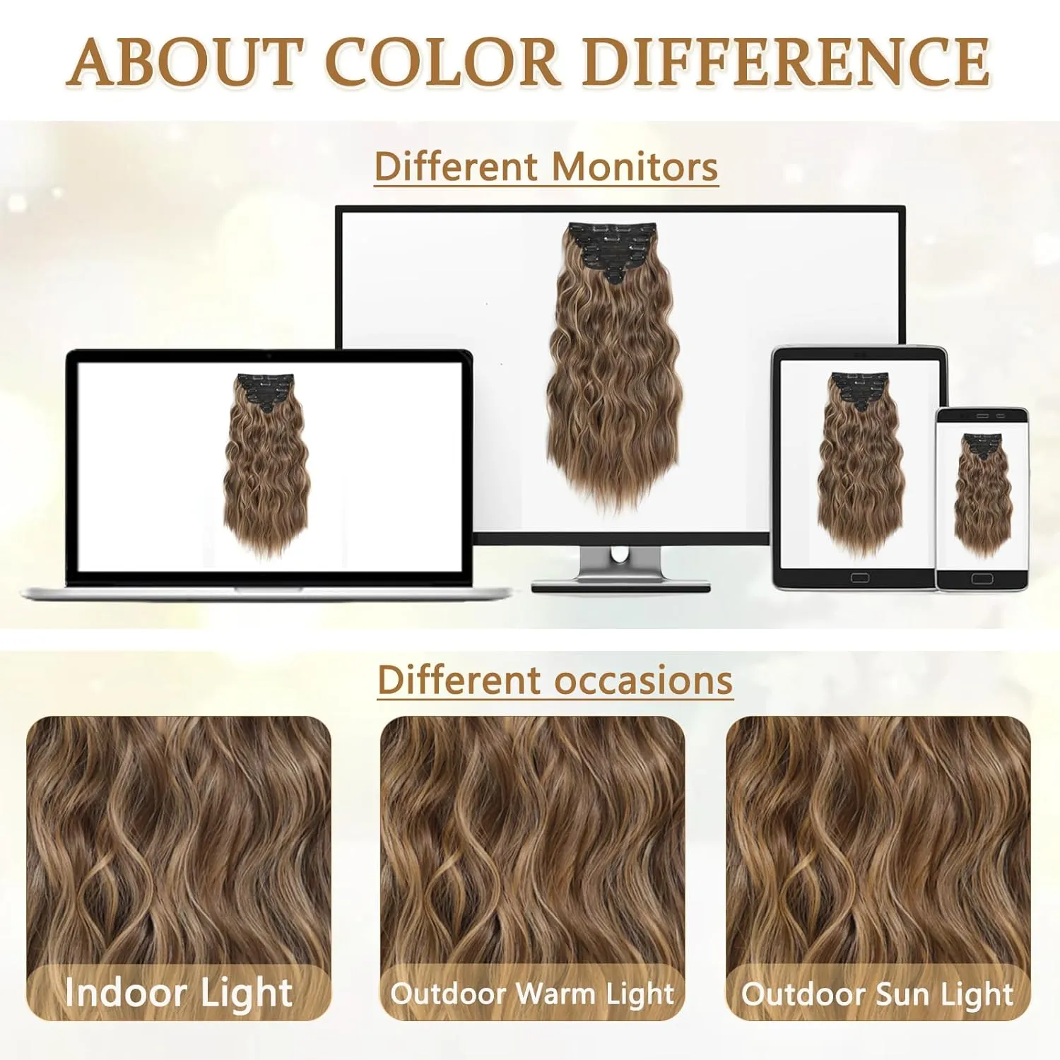 Clip in Hair Extensions for Women, 6PCS Long Wavy Curly Clip on Hair Extensions 16 Inch Natural Black Synthetic Hairpieces