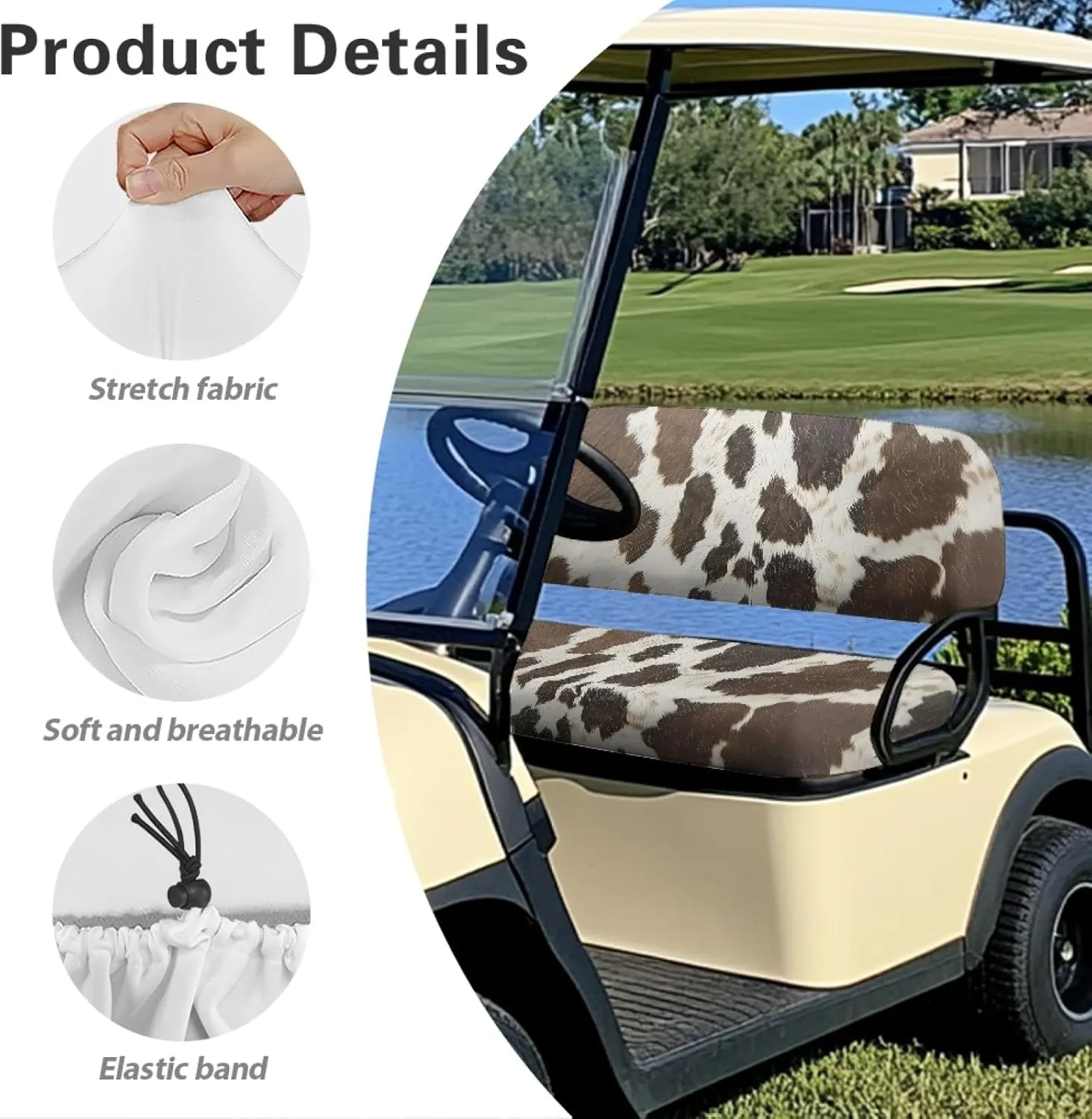 CLOHOMIN 2pcs Golf Cart Seat Bottom Cushion Back Rest Cover for Club Car Sports Golf Travel Sports Golf Cart Seat Cover