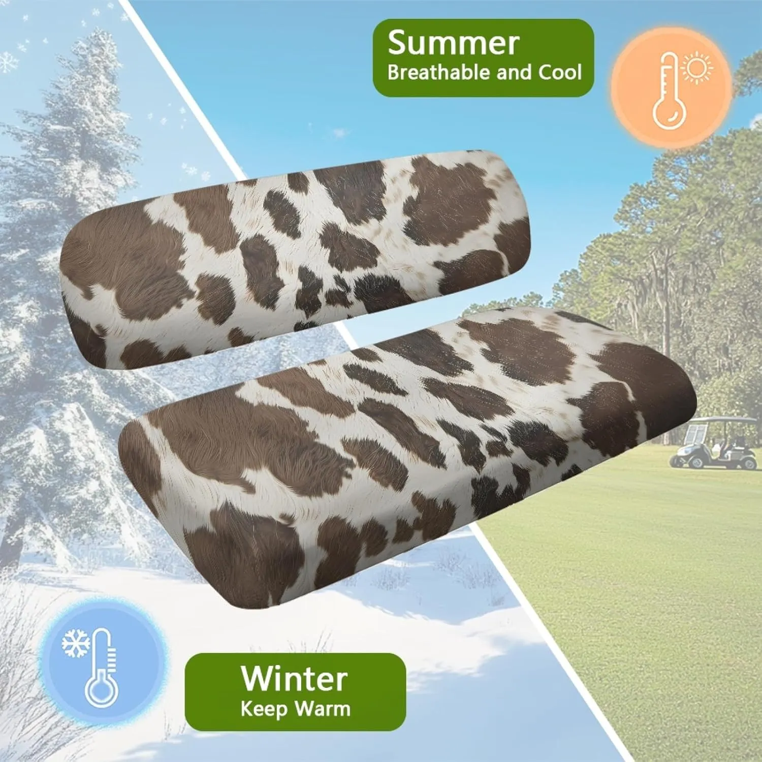 CLOHOMIN 2pcs Golf Cart Seat Bottom Cushion Back Rest Cover for Club Car Sports Golf Travel Sports Golf Cart Seat Cover