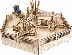 Coasterdynamix 3-D Scrambler Carnival Ride Wooden Model Kit - Electric Motorized Building Puzzle Kit for Adults and Kids, Toy Puzzles and Mini Craft Decor Models for Jigsaw Assembly Projects