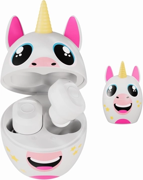 Coby Kids Wireless Earbuds – Umi The Unicorn Bluetooth Ear Buds for Children, Safe Volume, 24-HR Play, Water-Resistant, Button Controls, Small Earbuds for Travel & School, Wireless Headphones for Kids