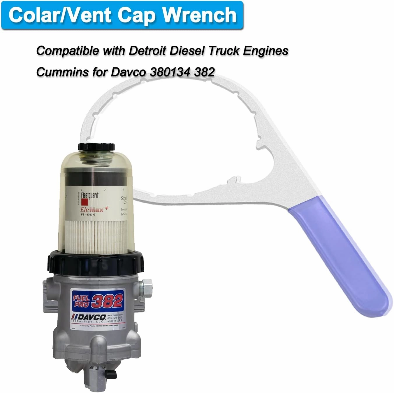 Colar/Vent Cap Fuel Filter Wrench for 380134 382 with 6 inch Inner Diameter Compatible with Detroit Diesel Truck Cummins Engines