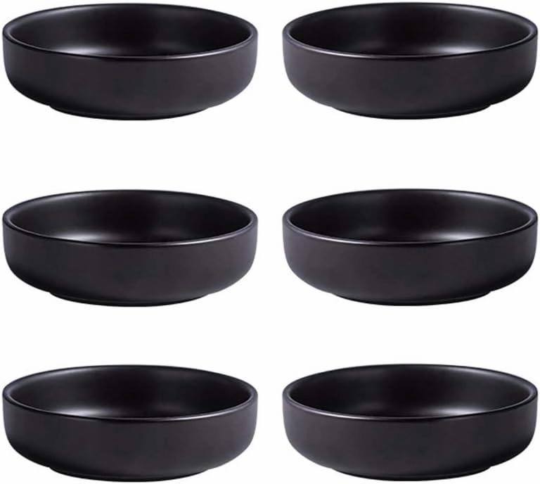 Colias Wing 3.5 Inch Simple Style Single Color Pattern Stylish Design Multipurpose Porcelain Side Dish Bowl Seasoning Dishes Soy Dipping Sauce Dishes-Set of 6