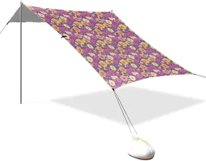 Colorful Florals Beach Canopy UPF50 Lightweight Large Portable Sun Shelter with Sandbags and Shovel for Backyard and Camping