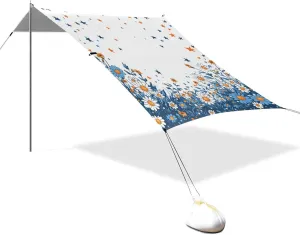 Colorful Star Floral Designed UPF50  Foldable Beach Canopy Waterproof Portable Sun Shelter with Sandbags and Shovel for Backyard and Camping carpas para Playa en oferta