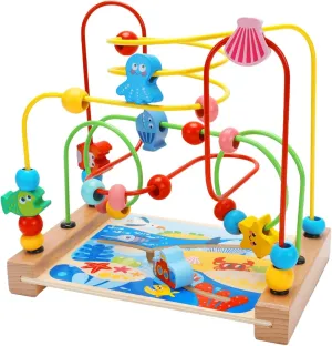 Colorful Wooden Bead Maze Set for Early Learning, sea, optional