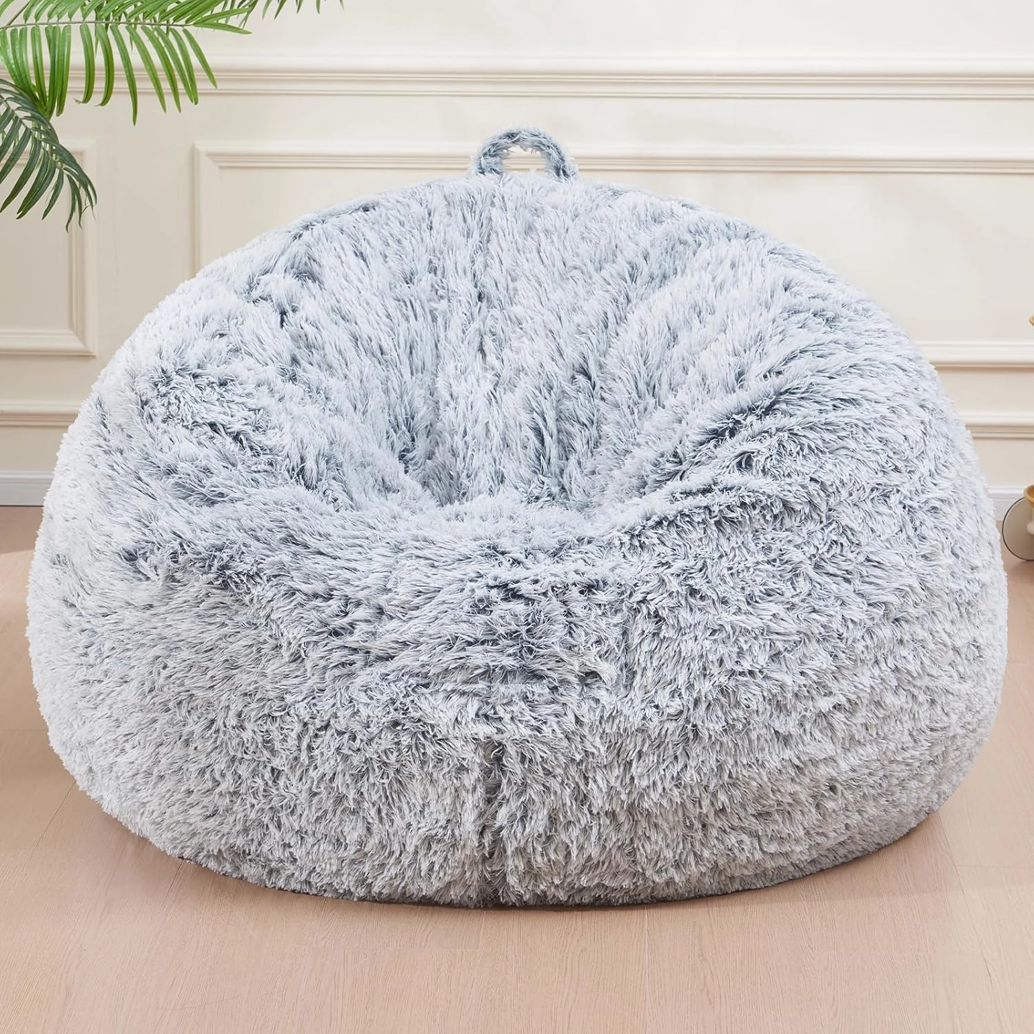 Comfy Soft Bean Bag Chair Cover for Teens Adults Boys, Living Room Furniture No Filler Cover Only, Stuffed Animal Bean Bag Chair with Side Pocket Anti-Slip Bottom