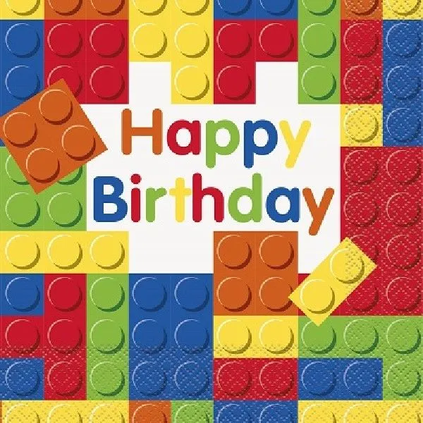 Complete Bricks Themed Party Pack for 8 people Including Tableware and Favours
