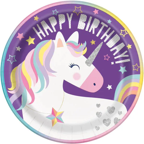 Complete Unicorn Themed Party Pack for 8 people Including Tableware and Favours