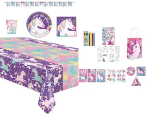 Complete Unicorn Themed Party Pack for 8 people Including Tableware and Favours