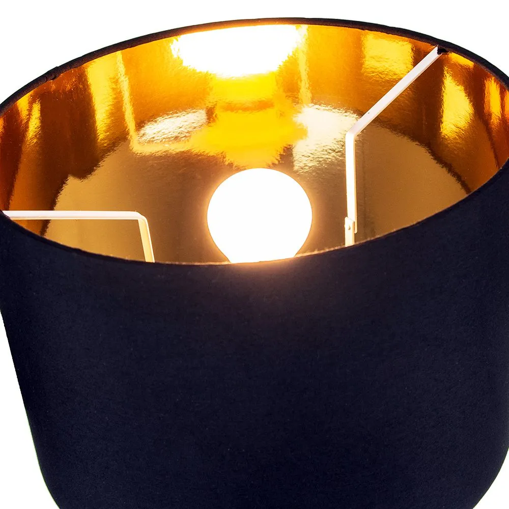 Contemporary Black Cotton 12" Table/Pendant Lamp Shade with Shiny Golden Inner