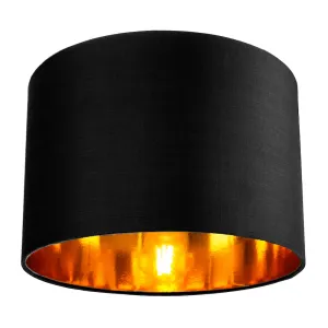 Contemporary Black Cotton 12" Table/Pendant Lamp Shade with Shiny Golden Inner