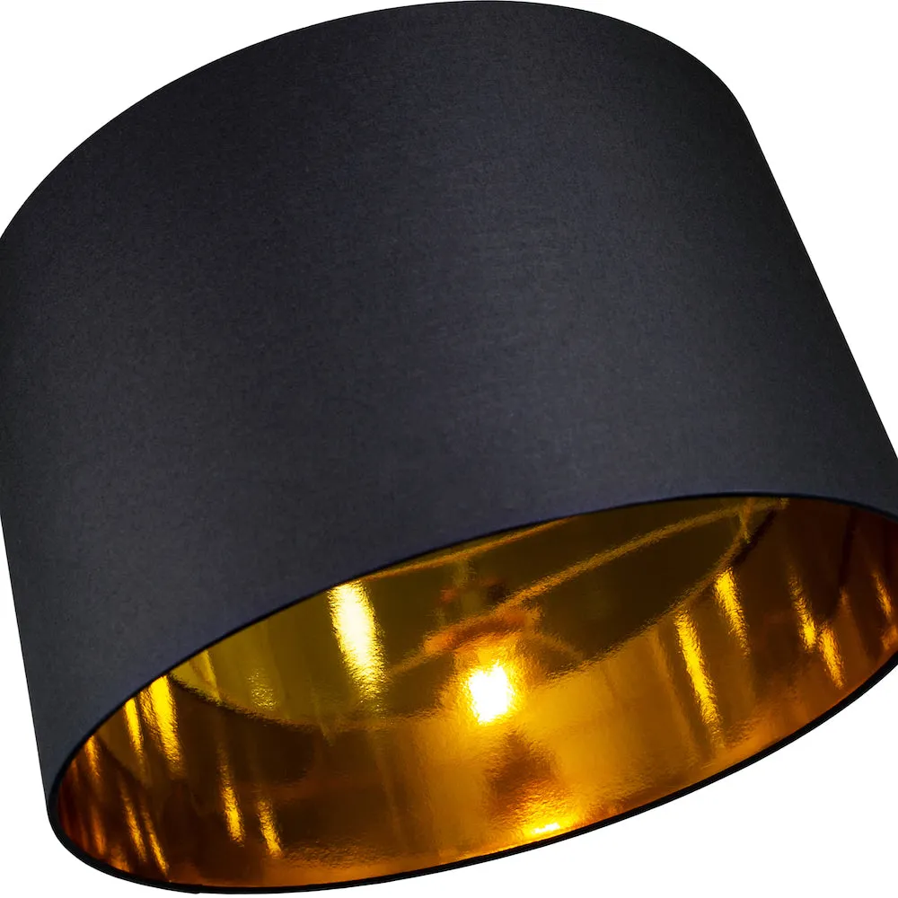 Contemporary Black Cotton 20" Floor/Pendant Lamp Shade with Shiny Gold Inner