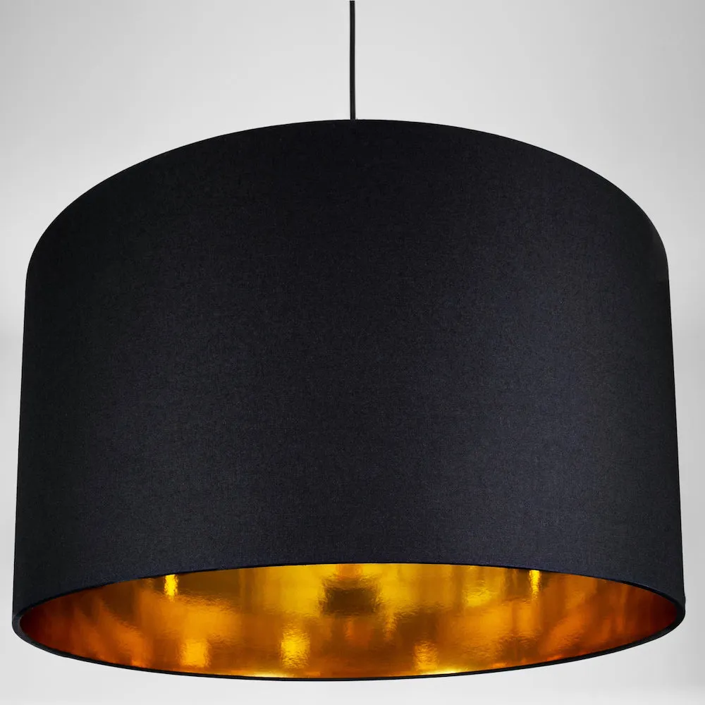Contemporary Black Cotton 20" Floor/Pendant Lamp Shade with Shiny Gold Inner