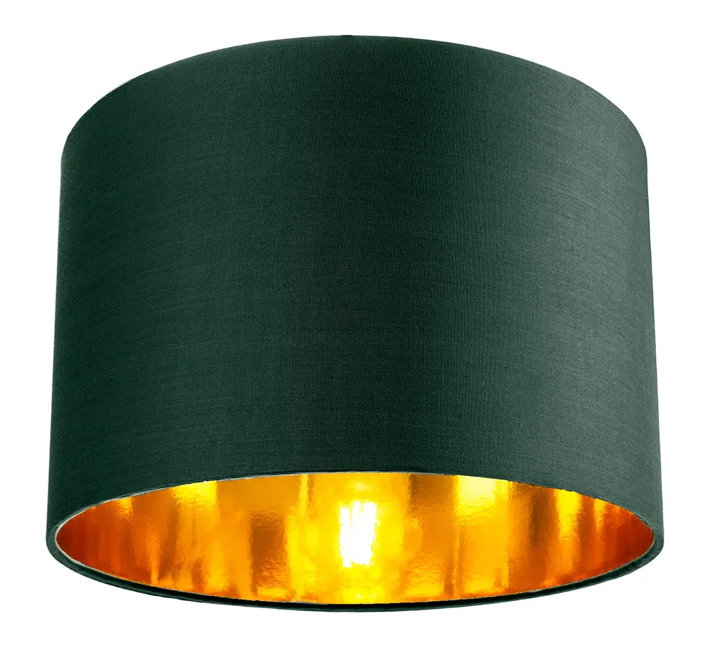 Contemporary Green Cotton 12" Table/Pendant Lamp Shade with Shiny Copper Inner