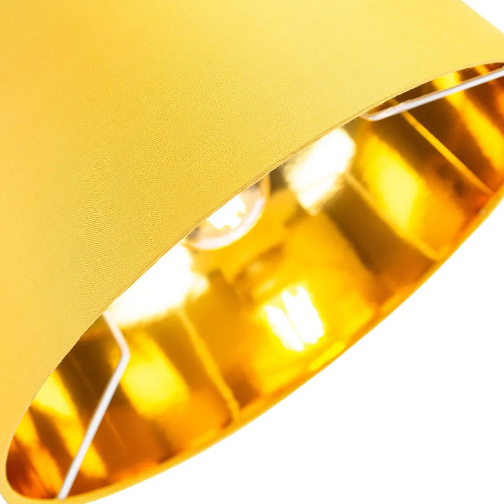 Contemporary Ochre Cotton 14" Table/Pendant Lamp Shade with Shiny Gold Inner