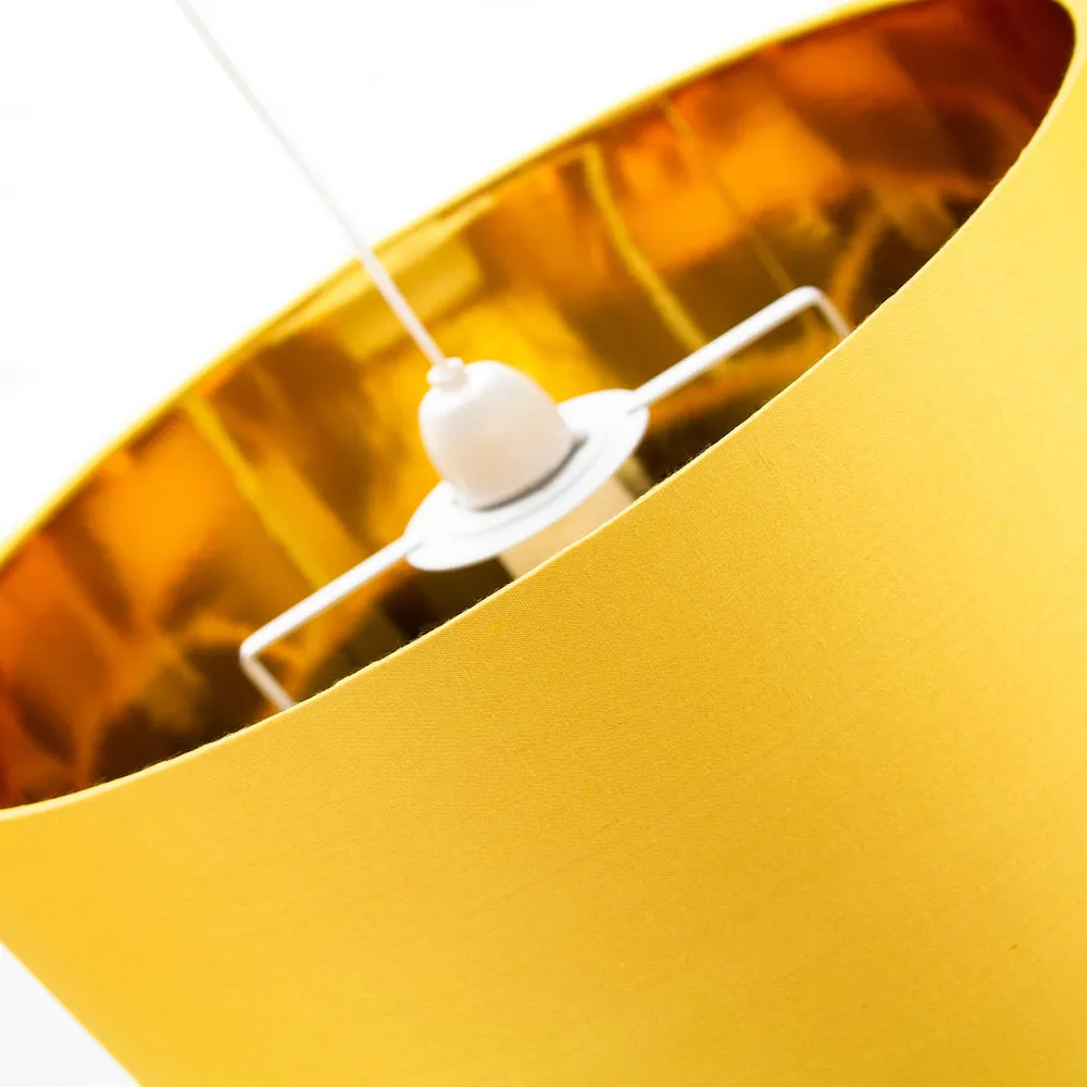 Contemporary Ochre Cotton 14" Table/Pendant Lamp Shade with Shiny Gold Inner