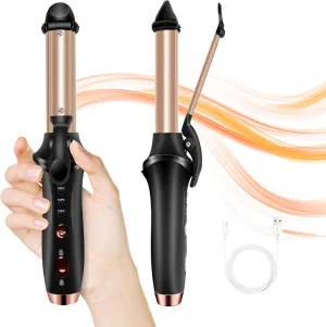 Cordless Curling Iron Rechargeable, 4000 mAh USB Mini Cordless Hair Curler with 3 Temp Setting 302°F-356°F, Portable Travel Curling Iron, Hair Straightener and Curler 2 in 1