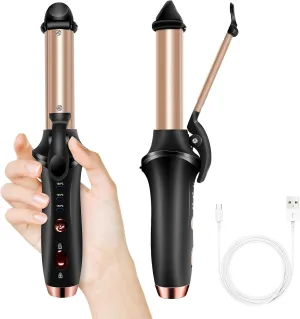 Cordless Curling Iron Rechargeable,4000 mAh USB Mini Cordless Hair Curler with 3 Temp Setting 302°F-356°F, Portable Travel Curling Iron, Hair Straightener and Curler 2 in 1